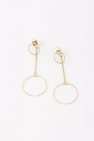 Double Circle Chain Dangle End Earring 5FBH1